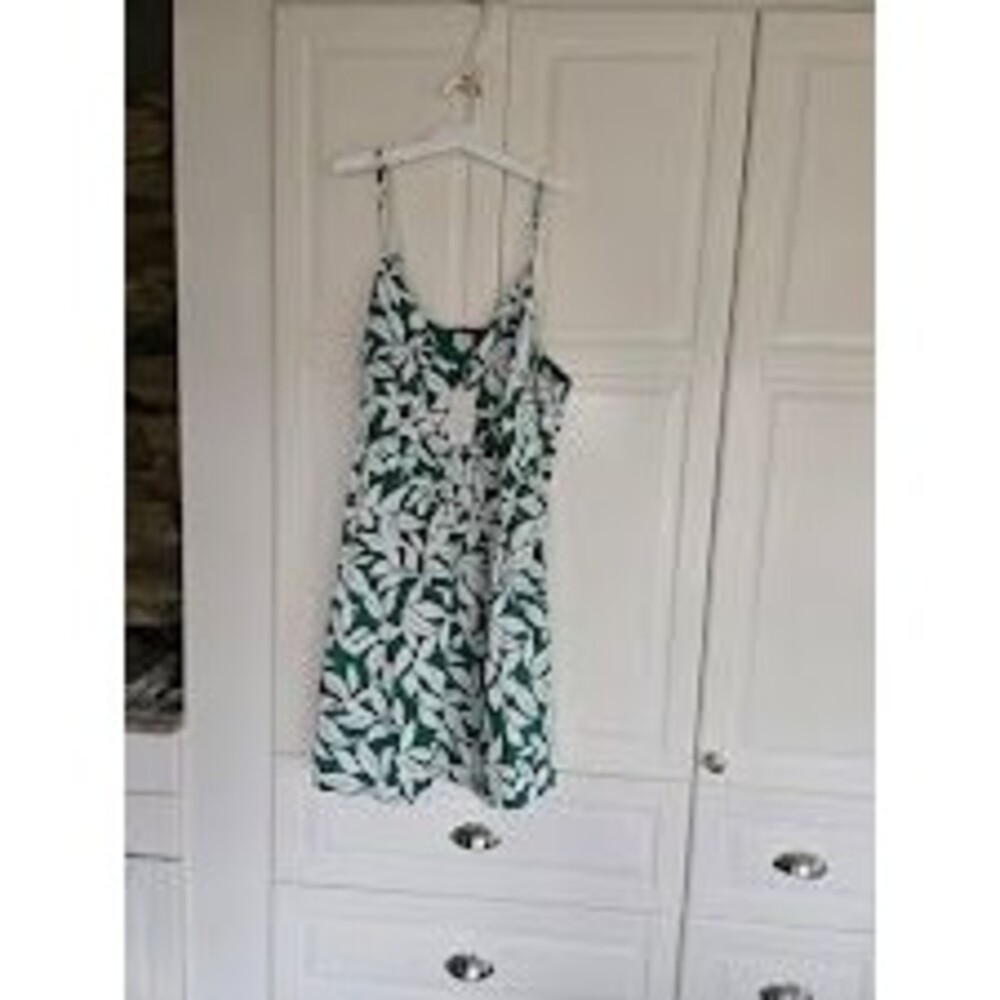 A New Day Sleeveless Green & White Dress - Leaf Pattern- Womens XXL (18) NEW - Picture 2 of 7